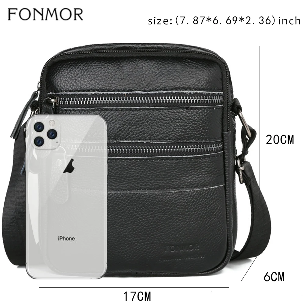 Мужские сумки через плечо Fonmor из натуральной кожи многослойные мессенджеры на