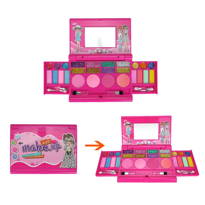 

Kids Girls Toys Makeup Toys For Girls Pretend Play Cosmetic Box Make-Up Box Eyeshadow Moisturizing Lip Gloss Blush Safe Material