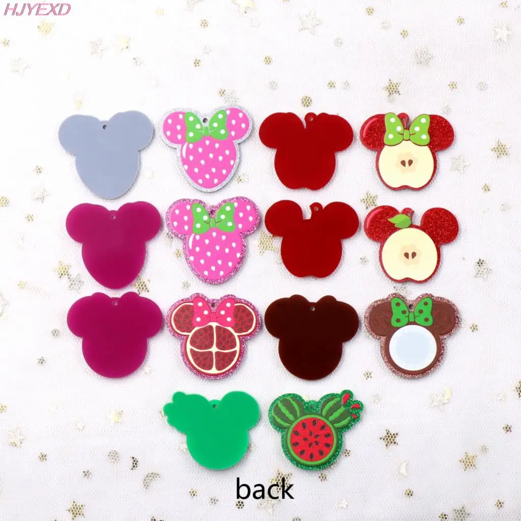 

(10pcs /lot) 35mm Strawberry Apple Mouse Head For Earrings Glitter Acrylic Furit Jewelry Making Accessories