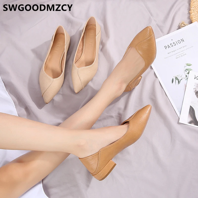 Туфли женские из натуральной кожи на низком каблуке удобная винтажная