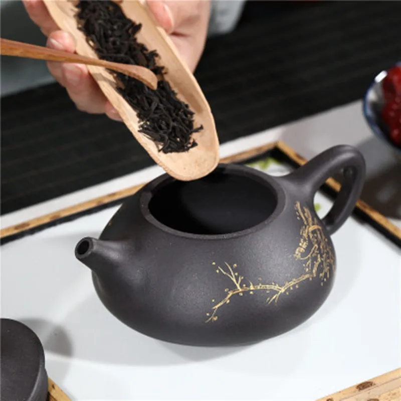 Yixing Фиолетовый Глиняный керамический чайник керамика ручная работа черная грязь