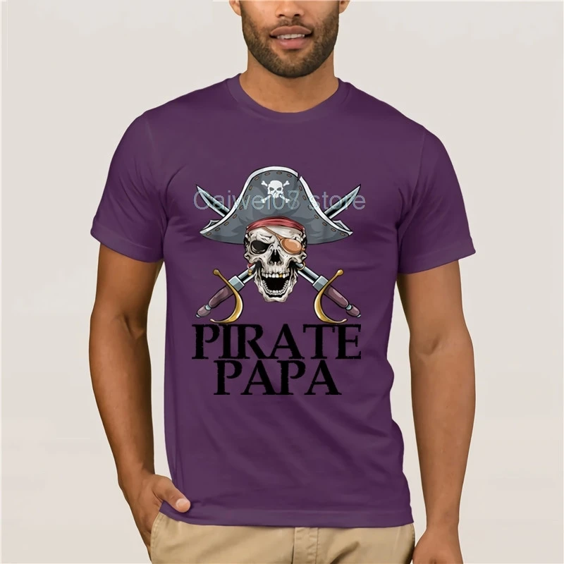 

New fashion trend Mens Pirate Papa Captain Sword T shirt Gift Funny Halloween Short fashion T-shirt men