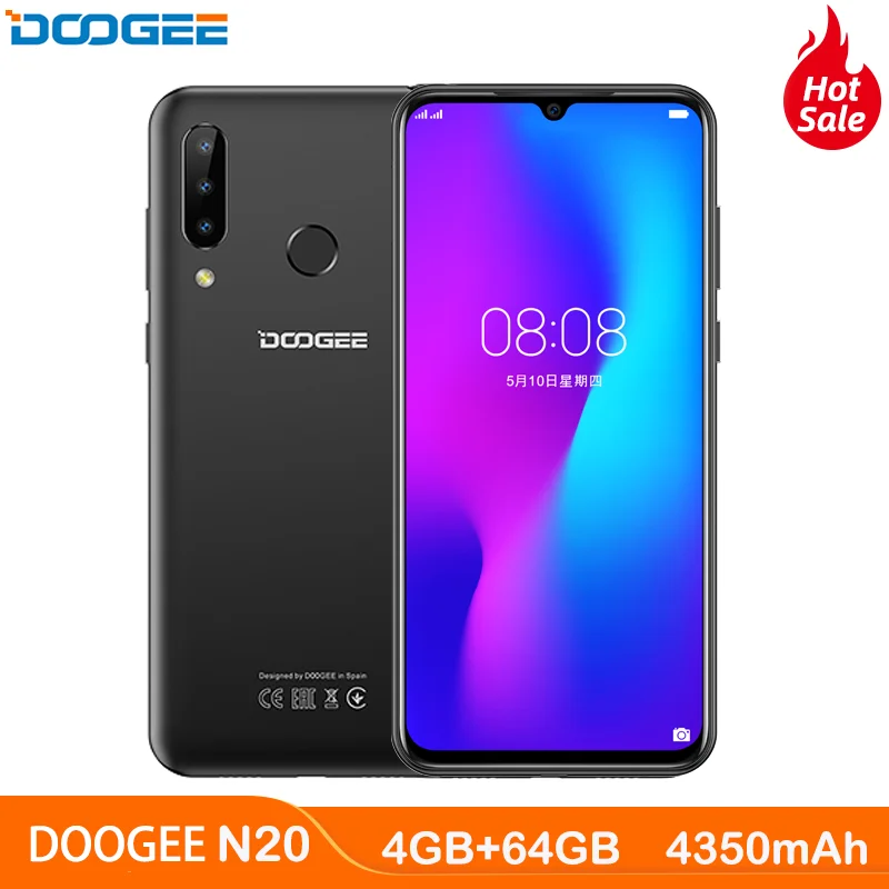 DOOGEE N20 4G смартфон 6 3 дюймов FHD + безрамочный экран с Дисплей 4 Гб 64 Восьмиядерный 4350