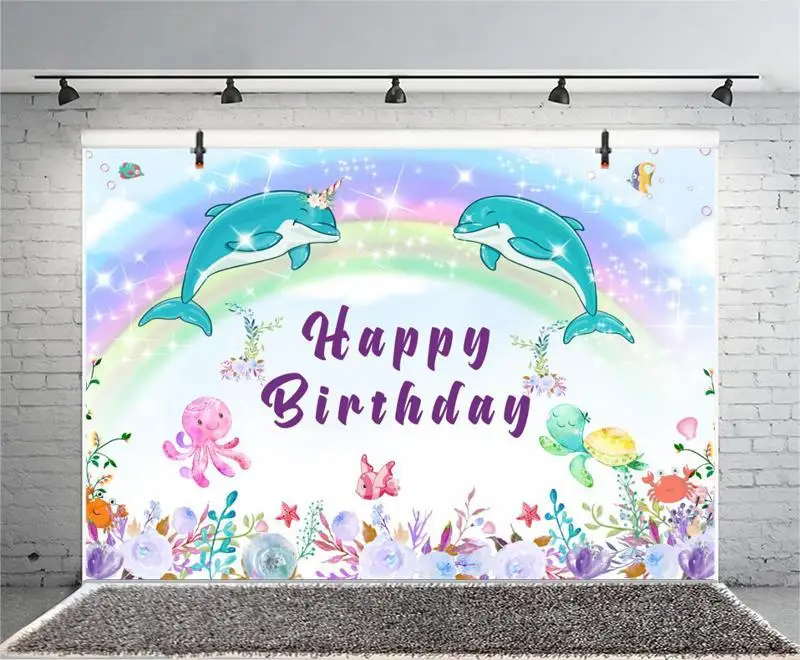 Фон для фотосъемки с дельфином морем акулой мальчиками и девочками вечеринка в