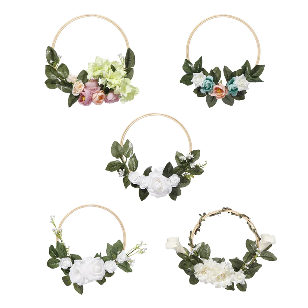 

Artificial Silk Flower Wreath Front Door Hanging Garland Wedding Hanging Decor