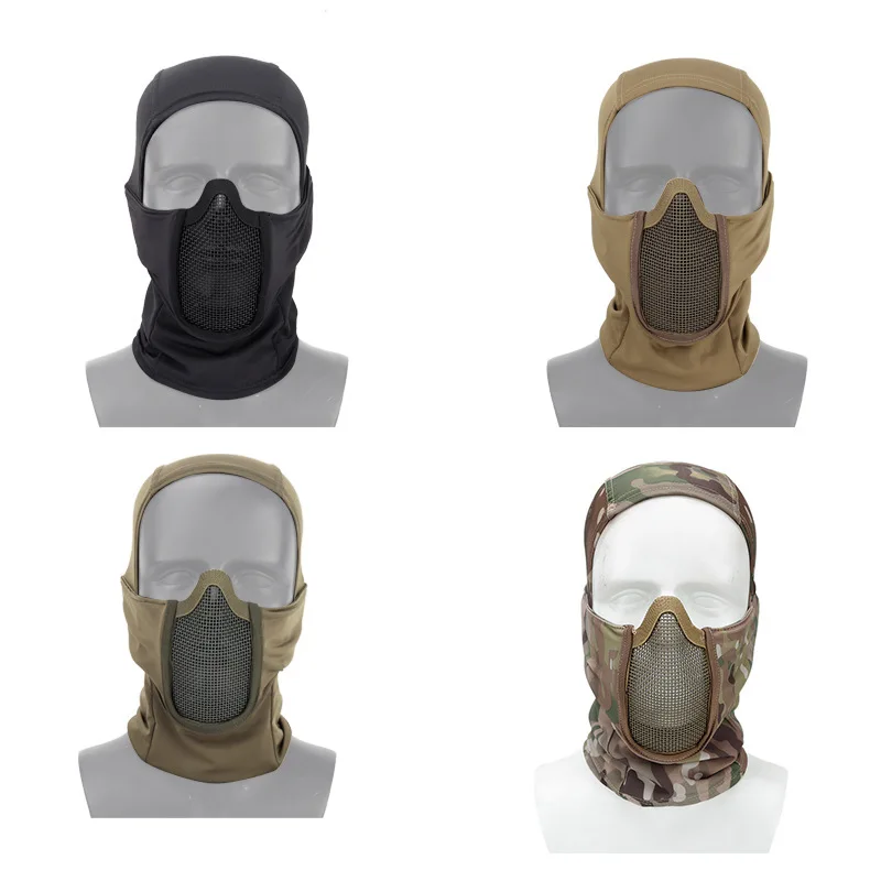 

Steel mesh polyester pure color breathable military fans tactical head cover CS high elastic fabric breathable moisture