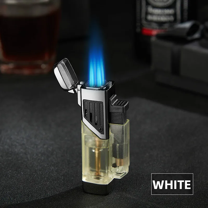 Зажигалка с четырьмя насадками многоразовая газовая ветрозащитная