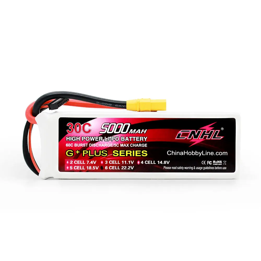 

CNHL 5000mAh 22.2V 6S 30C Lipo Battery for Airplane Helicopter Jet Edf With XT90 Plug