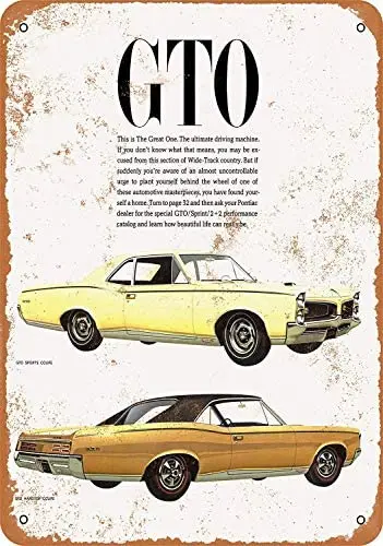 

Bidesign 12 x 16 Tin Sign - Vintage Look Metal Sign 1967 Pontiac GTO