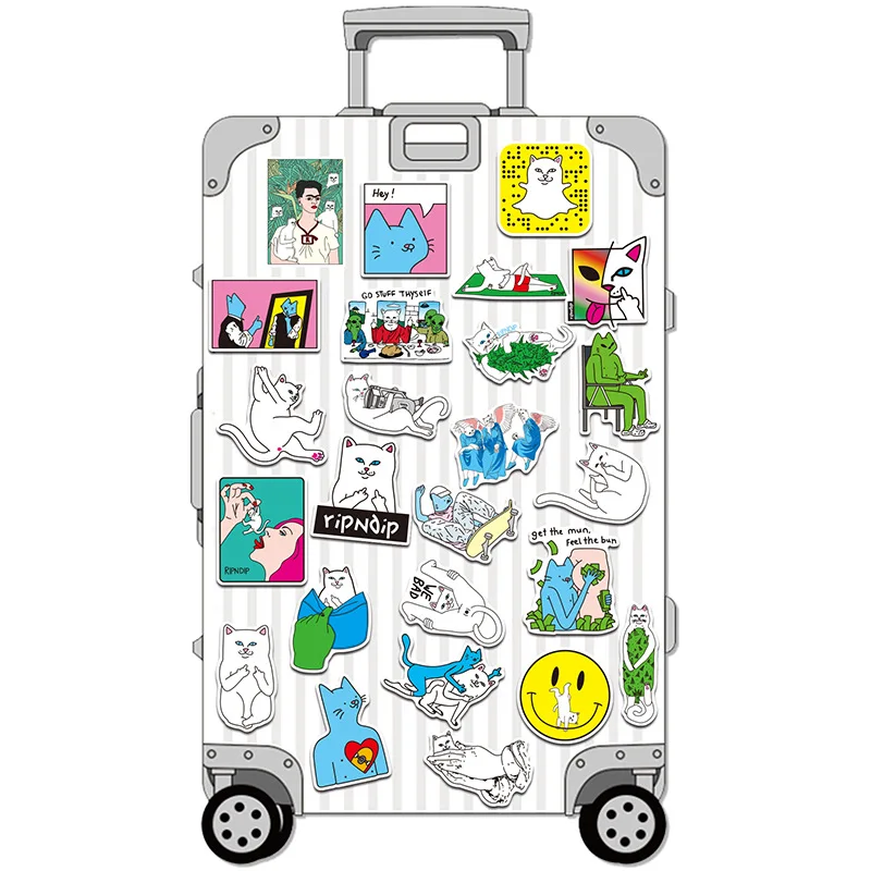 

50Pcs Cute Middle Finger Cat Stickers For Motorcycle Laptop Skateboard Mobile Phone Guitar DIY Manual Album Sticker