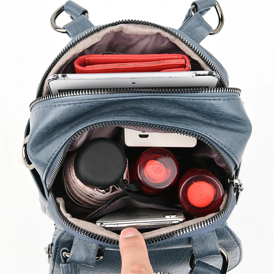 Женские кожаные многофункциональные школьные рюкзаки для девочек подростков