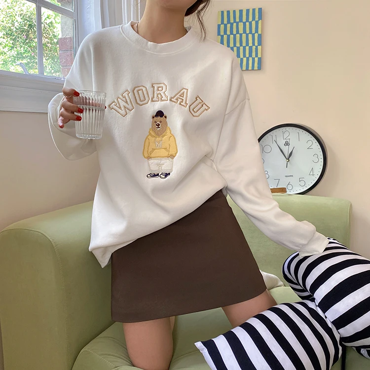 Женские толстовки в Корейском стиле толстый теплый свитшот с мультяшным