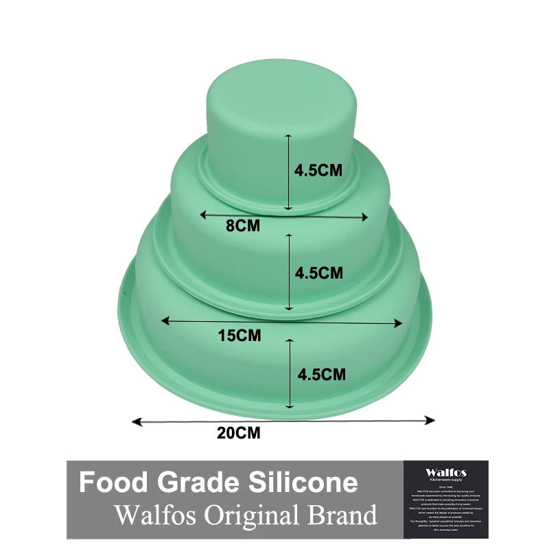 

WALFOS Beautiful Three Layer Cake Silicone Fondant Cake Mold Cake Mould Bakingware Tool