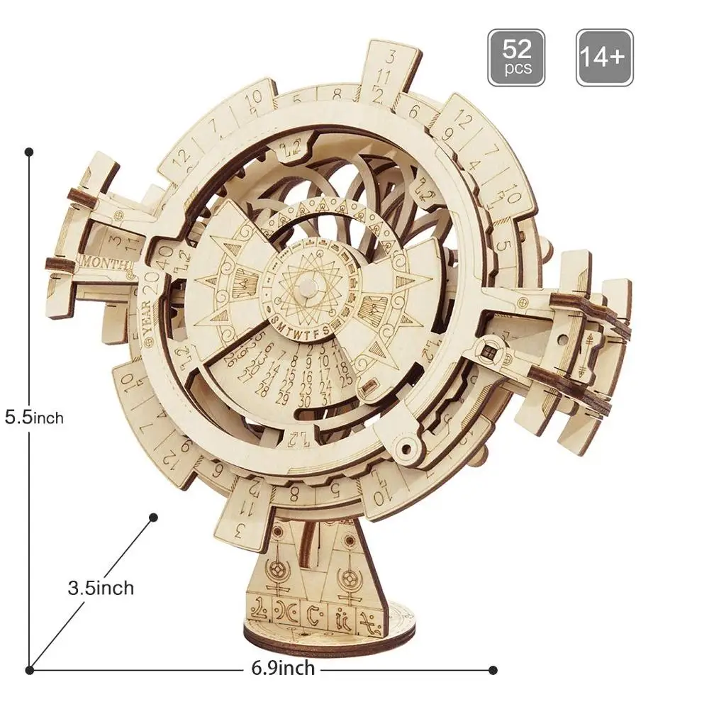 ROKR DIY 3D головоломка деревянные игрушки вечный календарь Сборная модель Строительный набор игрушки для детей подарок для мальчиков LK201 Прямая поставка