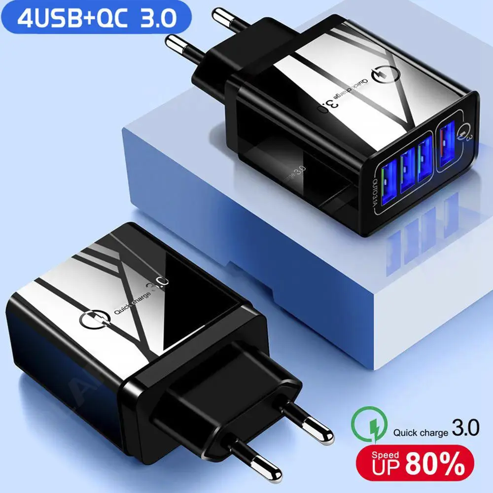 48 Вт быстрое зарядное устройство 3 0 USB для Samsung A50 A30 iPhone 7 8 Huawei P20 Tablet QC настенное США