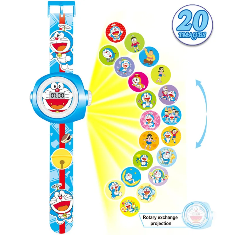 

Новинка 2021, детские часы с 3D проекцией, модные часы Doraemon с мультяшным рисунком, детские цифровые часы, подарок для детей, часы для детей