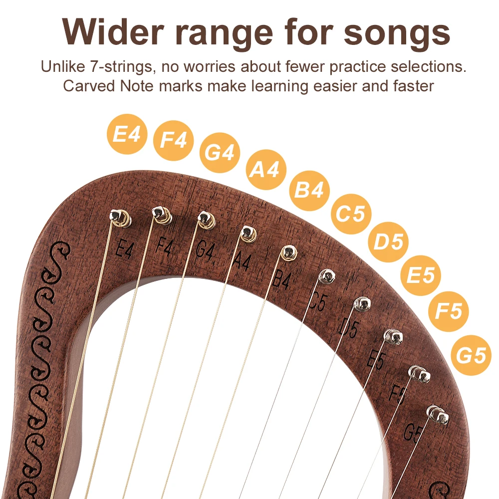 Lyre Harp Vangoa 10 СТАЛЬНАЯ ВЕРЕВКА из красного дерева Lye Maple Bridge с мягкой сумкой для