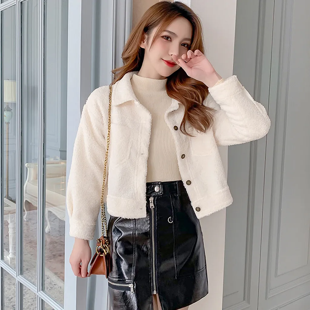 Зимняя женская флисовая короткая куртка 2019 пальто женские топы верхняя одежда