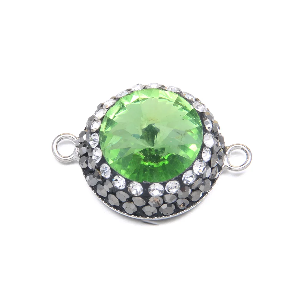 

Round Green Glass Crystals Pendant Reiki Healing Natural Stone Amulet DIY Jewelry Gift Size 17x24mm