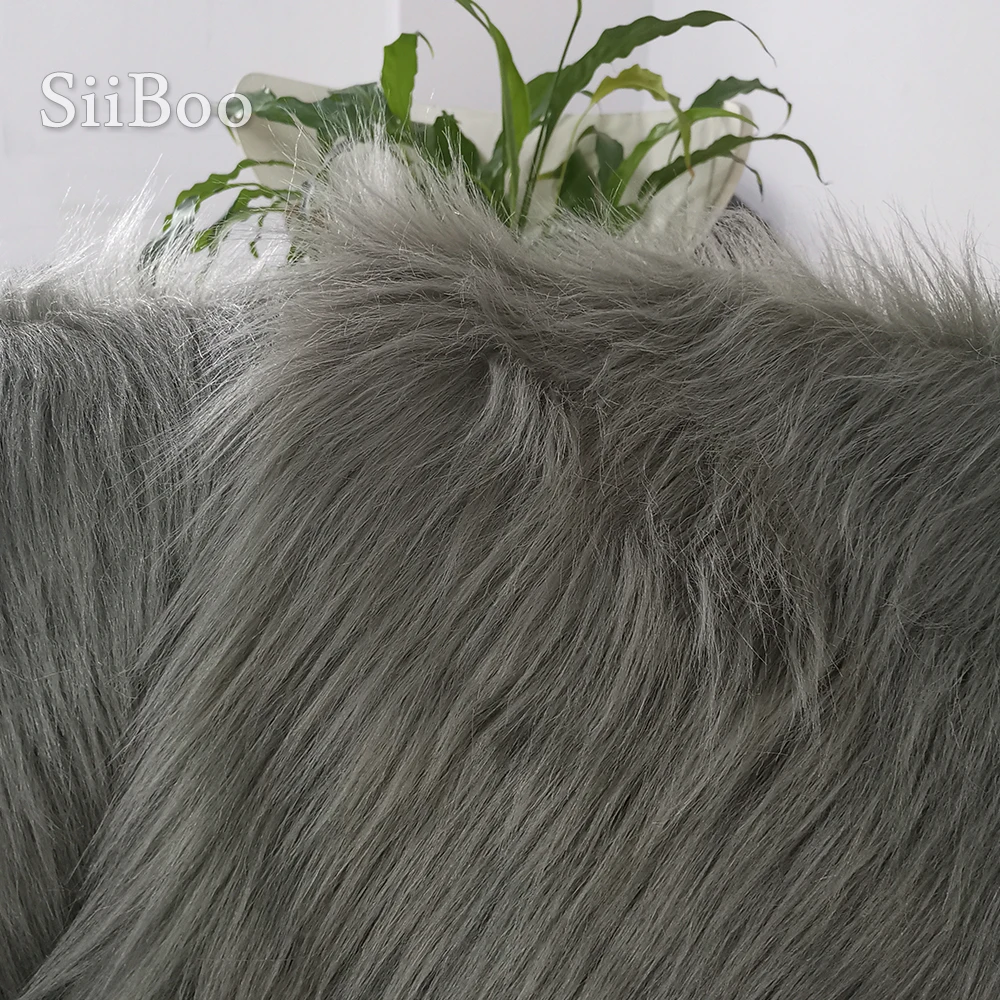 Высококачественная 7 см длинная серая искусственная меховая ткань для зимнего