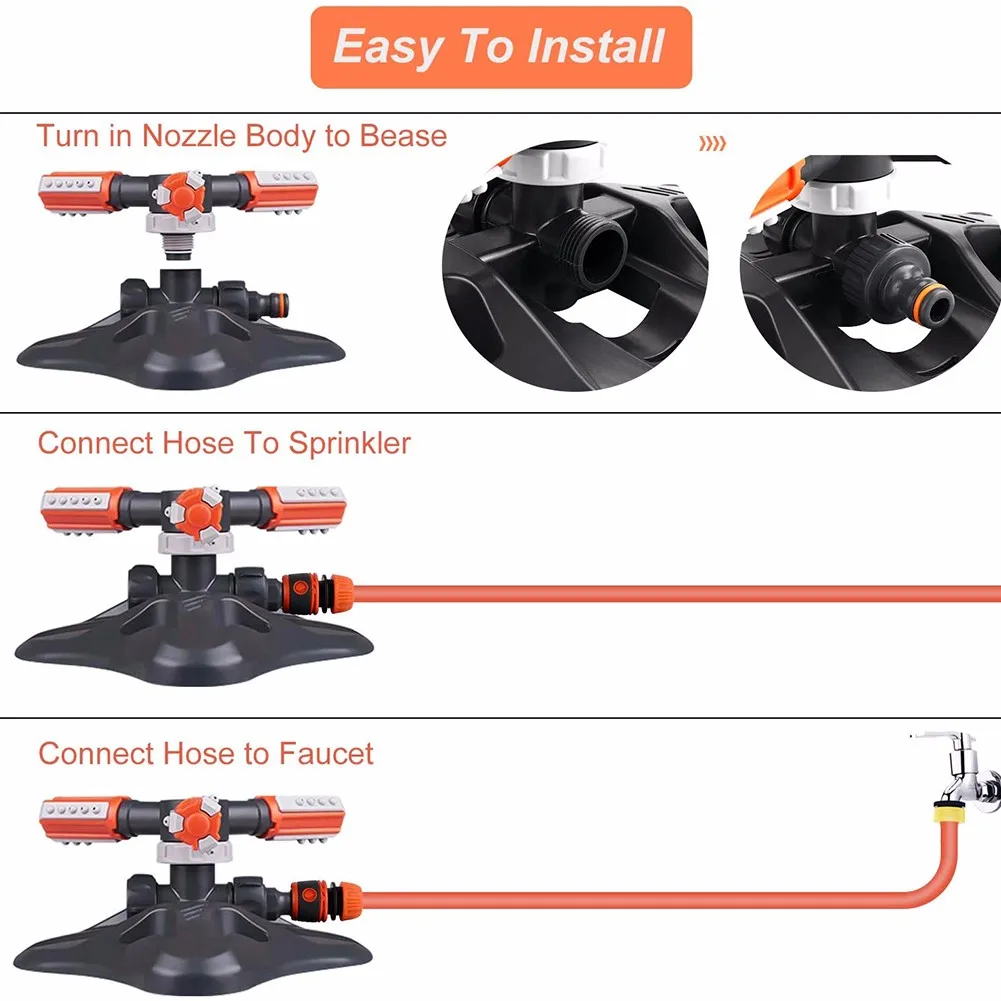 

1 Pcs Sprinkler Head 360 Degree Automatic Rotating W/ Connectors For Lawn Watering Yard Garden Tools Accessories
