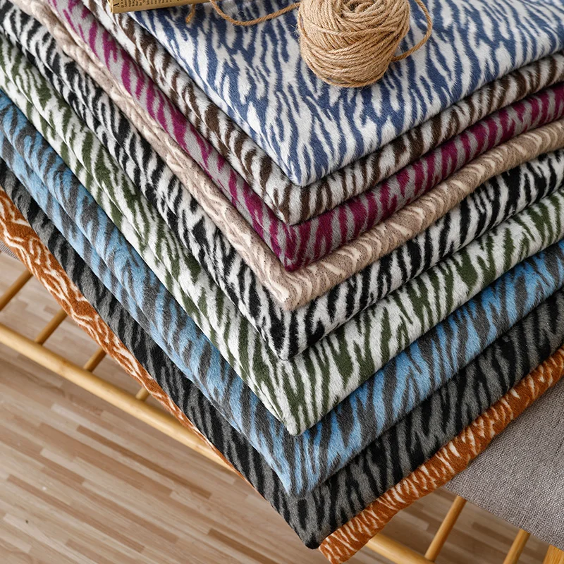 

Width 57'' Zebra Pattern Cashmere Like Fabric By The Yard For Cushion Pillow Case Sofa Material
