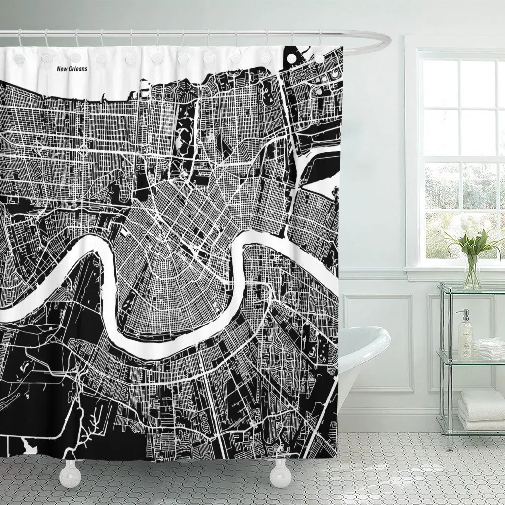 Черная Водонепроницаемая занавеска для душа из полиэстера с изображением карты