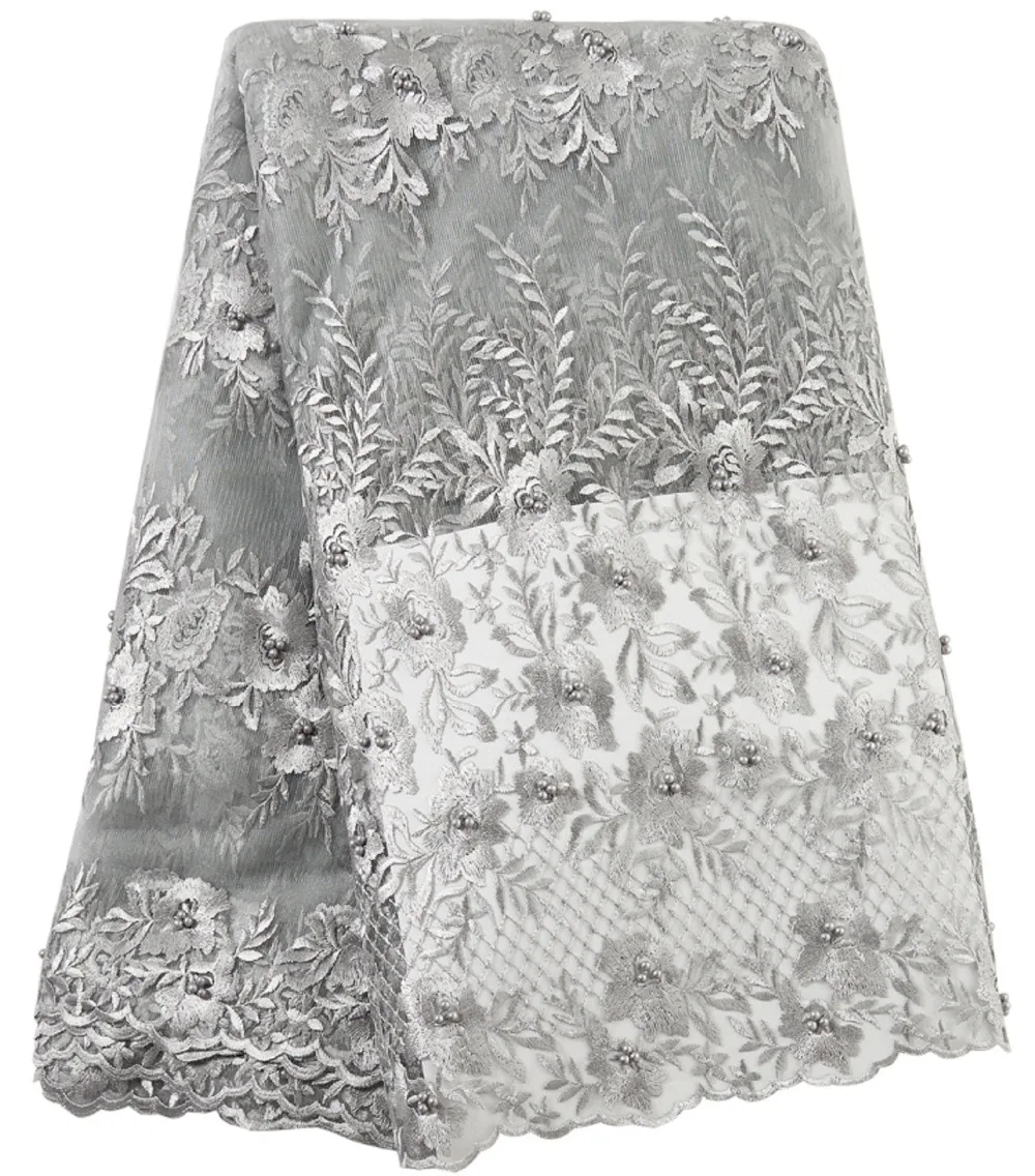 Африканская бисерная кружевная ткань высококачественное кружево нигерийская