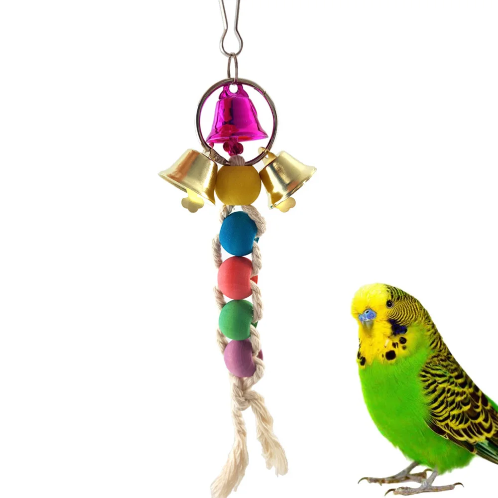 Деревянные бусины птица висячая веревка прикуса забавная игрушка попугай