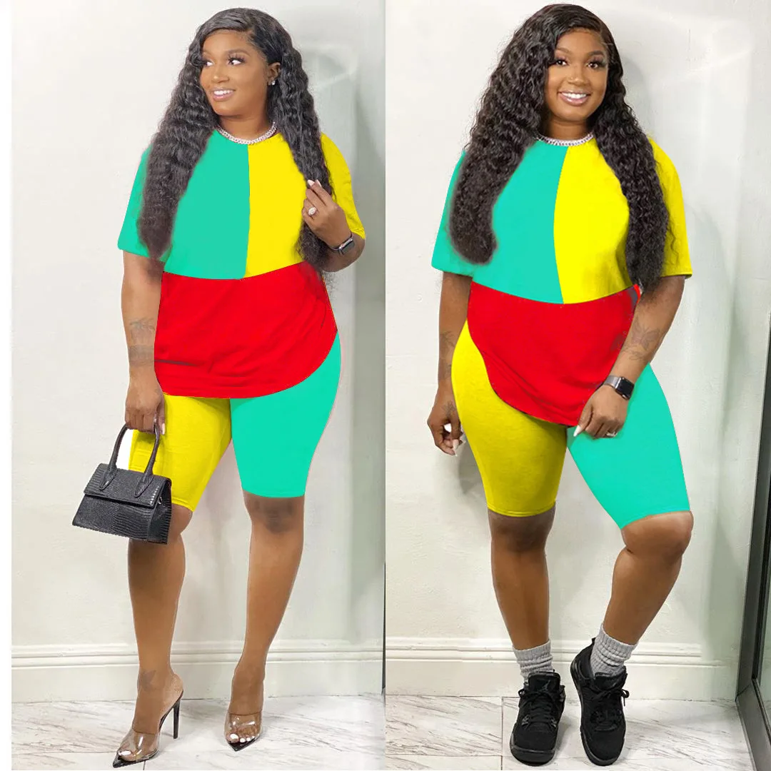 

Hot Selling Women's Color Matching Sports and Leisure Two Piece Suit 2 Piece Set Women Blusas Mujer De Moda 2020 Verano