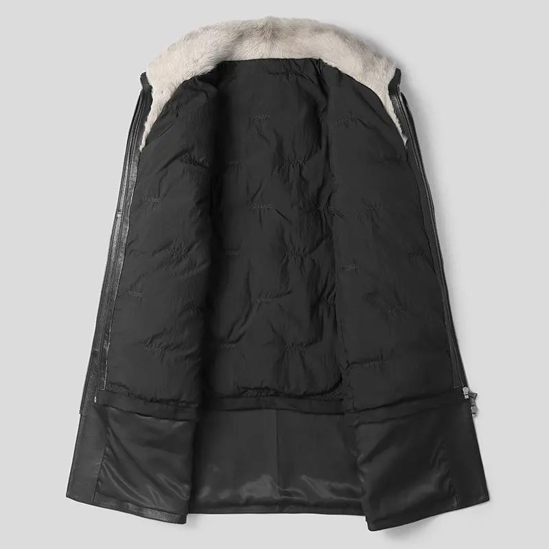 Мужской пуховик из натуральной кожи размеры до 5XL|Мужские кожаные куртки| |