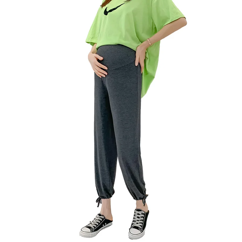 

601# Summer Thin Modal Maternity Pants Loose Straight Loose Adjustable Belly Pants Clothes for Pregnant Women Casual Pregnancy