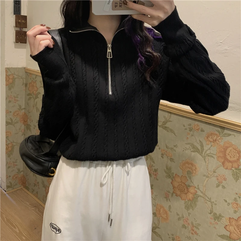 

Han edition zipper make firm offers control half a turtleneck pure color long sleeve sweater coat