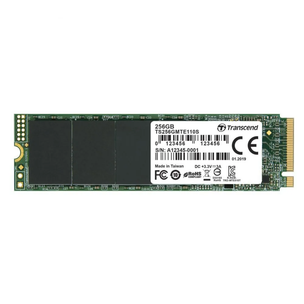 Твердотельный накопитель Transcend MTE110S M.2 (80 мм) NVMe 1.3 PCIe Gen3 x4 3D NAND TLC 256 Гб|Внутренние