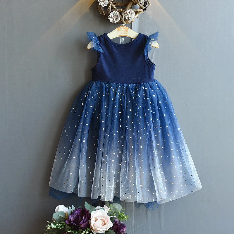 Vestido Infanti Kids Summer Princess Dress Girls Performance Costumes Children Birthday Party School Casual Sequin Star Dresses | Детская