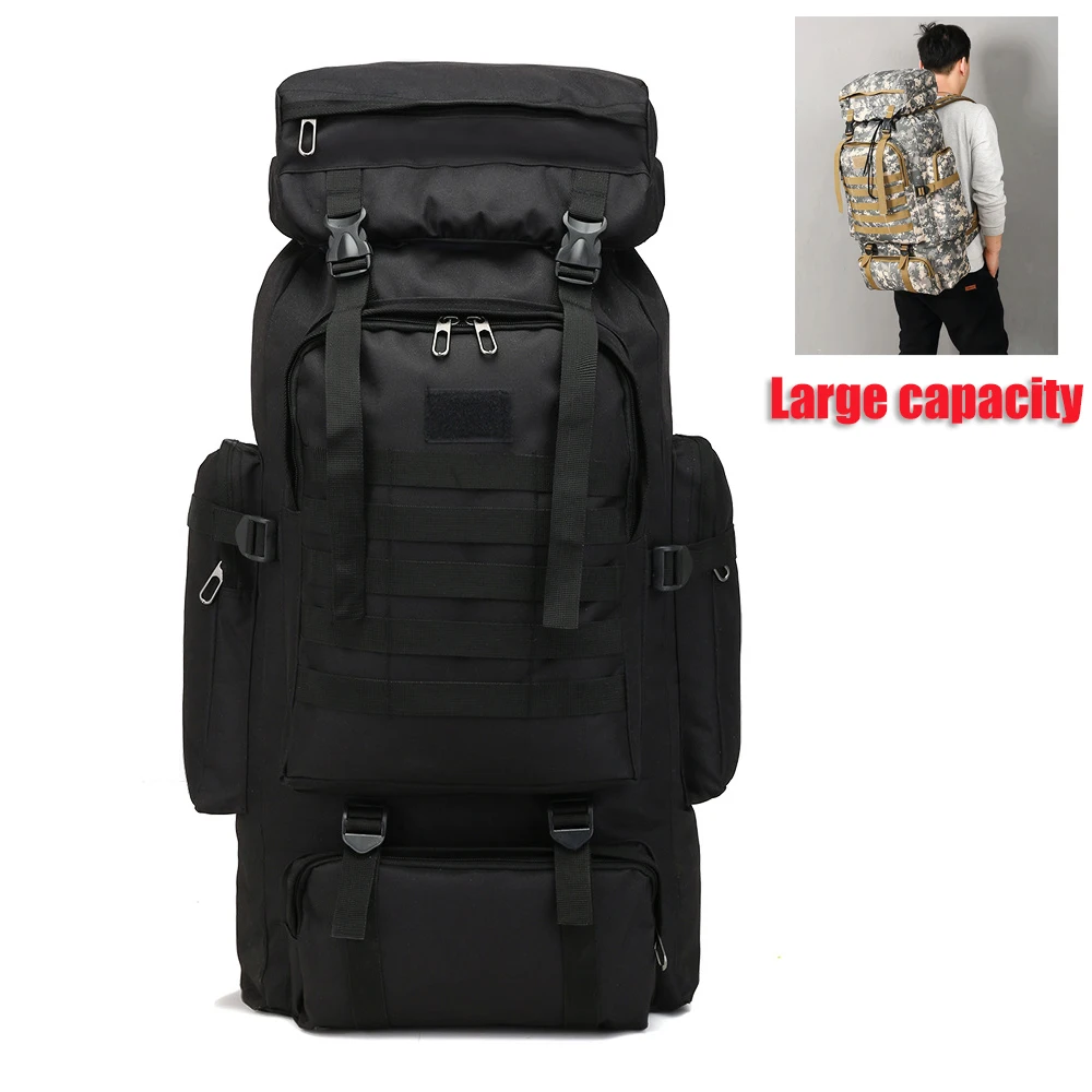 

Черный Уличный рюкзак большой вместимости 80 л, камуфляжный рюкзак, дорожная сумка для альпинизма, 1,28 кг