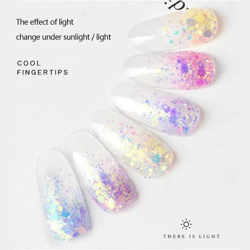Хамелеоновые Блестки для ногтей 1 коробка блестки УФ гель украшения цветной