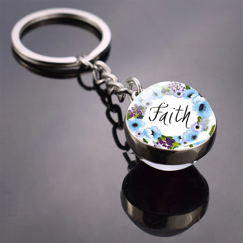 Библейский стих брелок &quotВера&quot двухсторонний Кабошон стеклянный шар