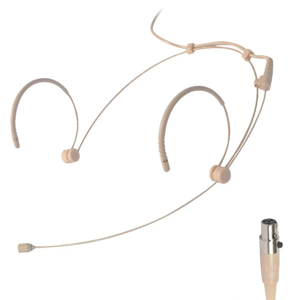 

Double Earhook Headset Mic Mini Headworn Microphone For Shure Wireless Beige 100-20KHZ Jack Male External Screw Lock Wired