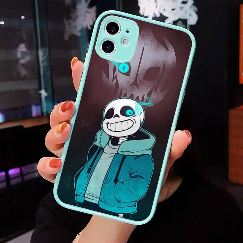 

Undertale Sans Phone Case For iPhone 12 11 Mini Pro XR XS Max 7 8 Plus X Matte transparent blue Back Cover