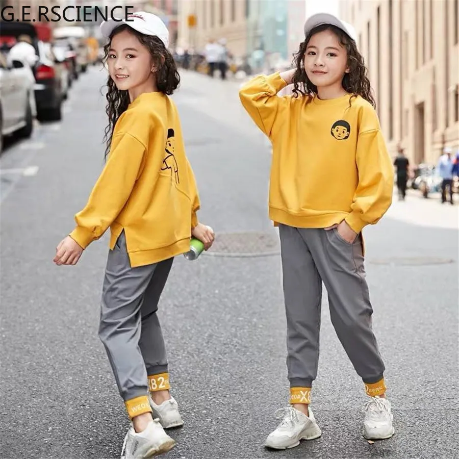 

2021 children's clothing suits fashion young girls sportswear autumn and spring children's leisure sports