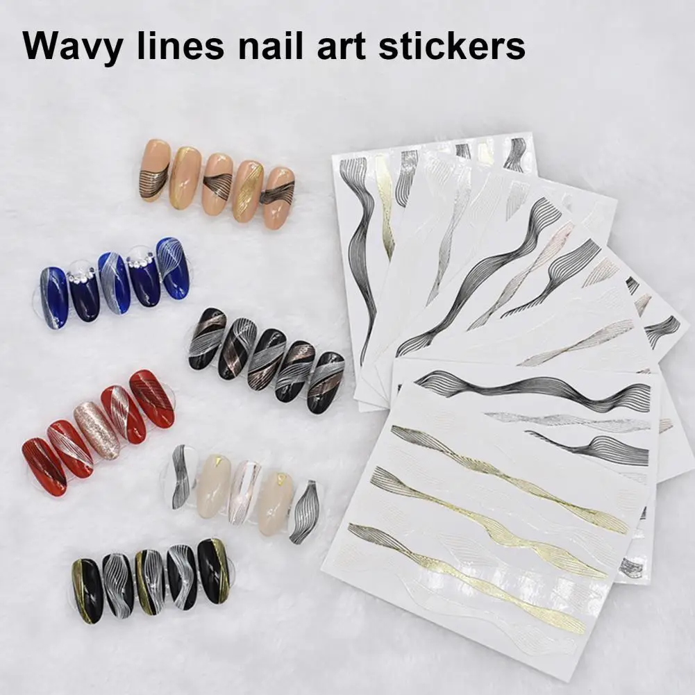 

Transfer Stylish Nail Decoration Adhesive Decals Self-adhesive Nail Adhesive Sticker Wavy Lines for Nail Salon
