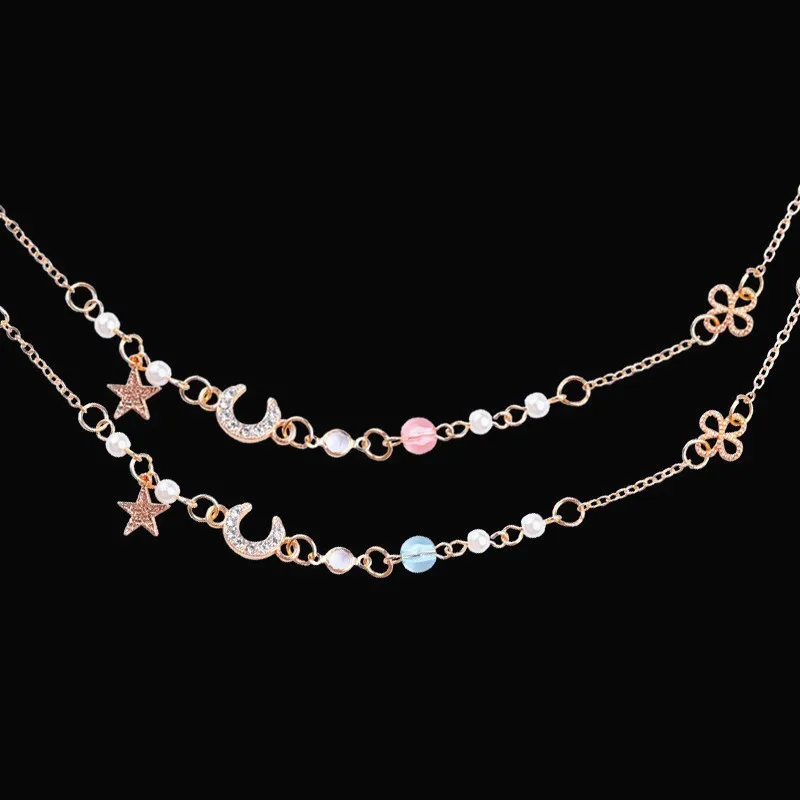 Женские браслеты с бусинами корейские маленькие кристаллами в виде Луны и звезд