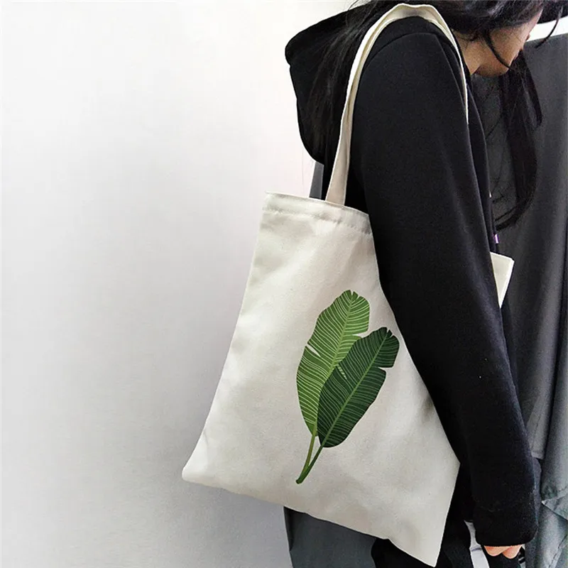 2019 женские Сумки тканевая сумка тоут рисунок банановых листьев печати для