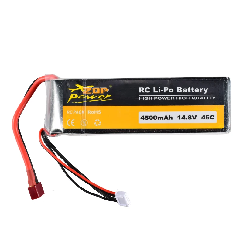 ZOP Power 14 8 V 45C 4500mAh 4S Lipo батарея с Т-образным разъемом перезаряжаемая для