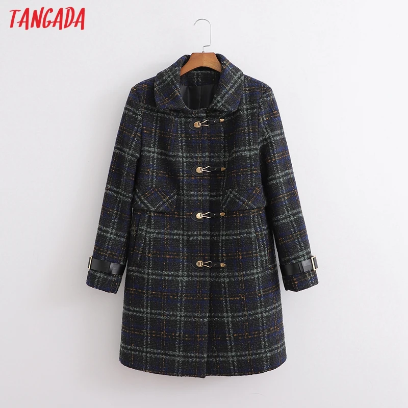 

Куртка женская клетчатая оверсайз с длинным рукавом и карманами