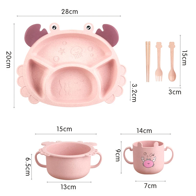 Набор детской посуды из пшеничного волокна столовая посуда с крабом для