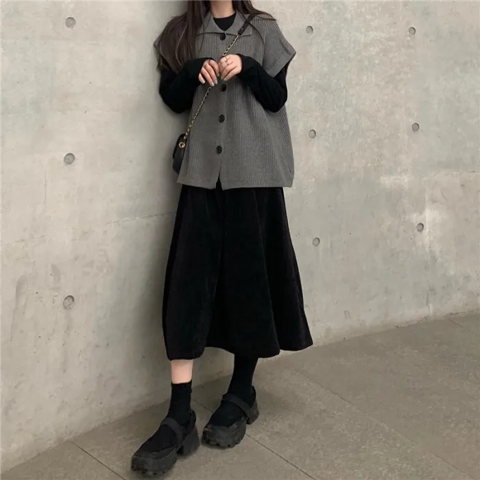 

2020 New Autumn Sleeveless Knit Vest Top Women's Loose Korean Style Outer Wear Knitted Cardigan Sweater Coat