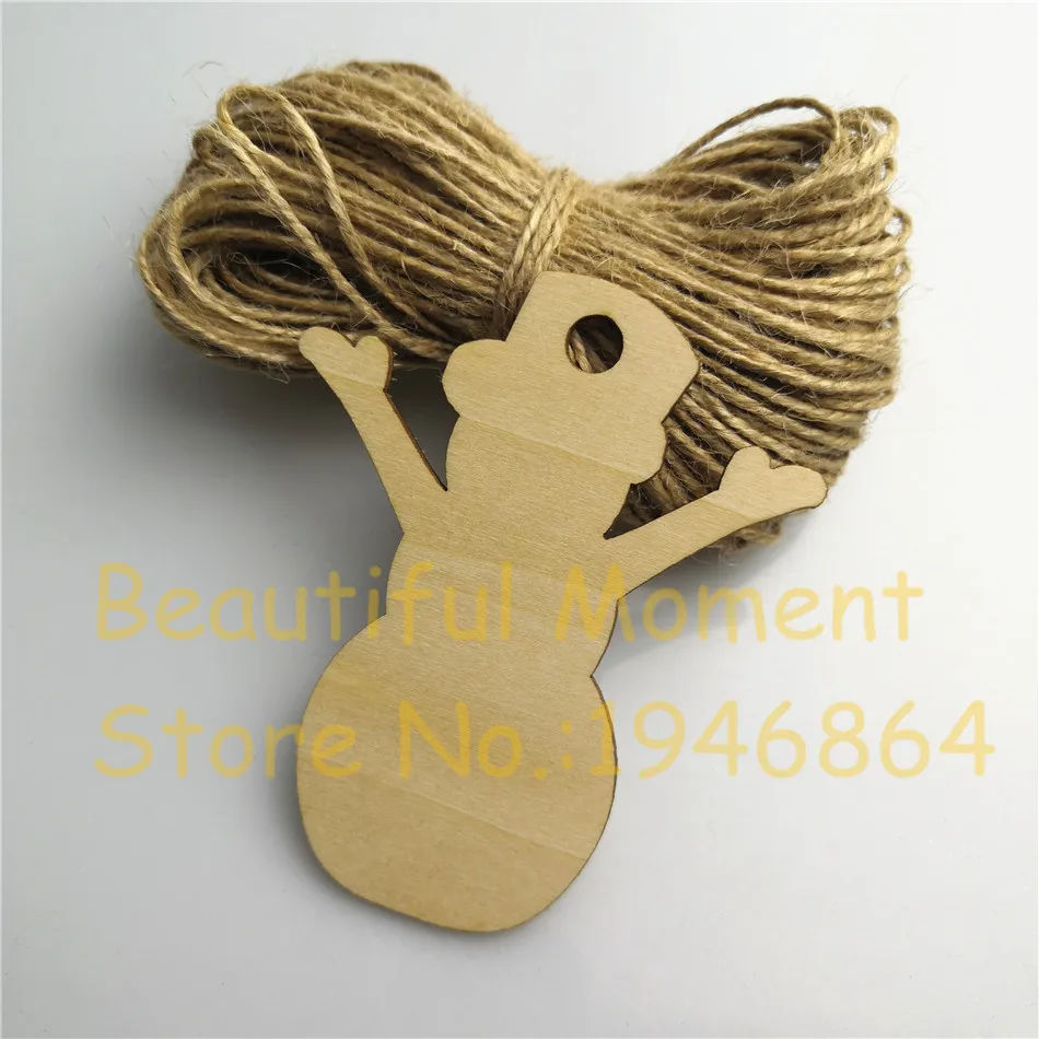 50 шт./лот деревянный Снеговик Дизайн подвесная Рождественская елка пустые