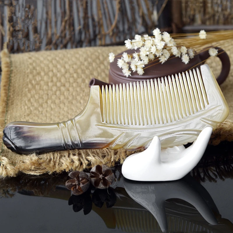 Натуральный вьетнамский гребень из рога буйвола Изысканный резной для волос